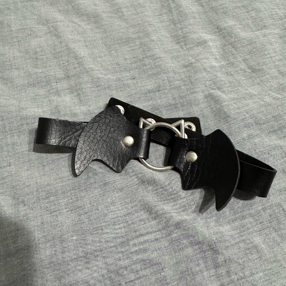 Black Leather Bat Wing Choker Halloween